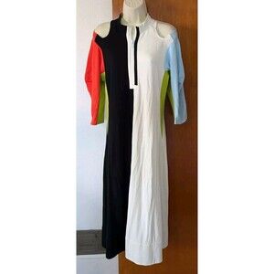 Marrisa Wilson Dress Ella Color Block Midi Cold Shoulders Women's Sz 8 READ